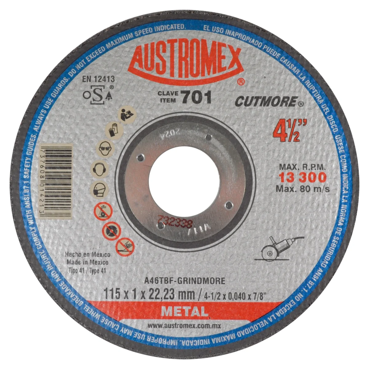 Disco para corte de acero - Clave 701