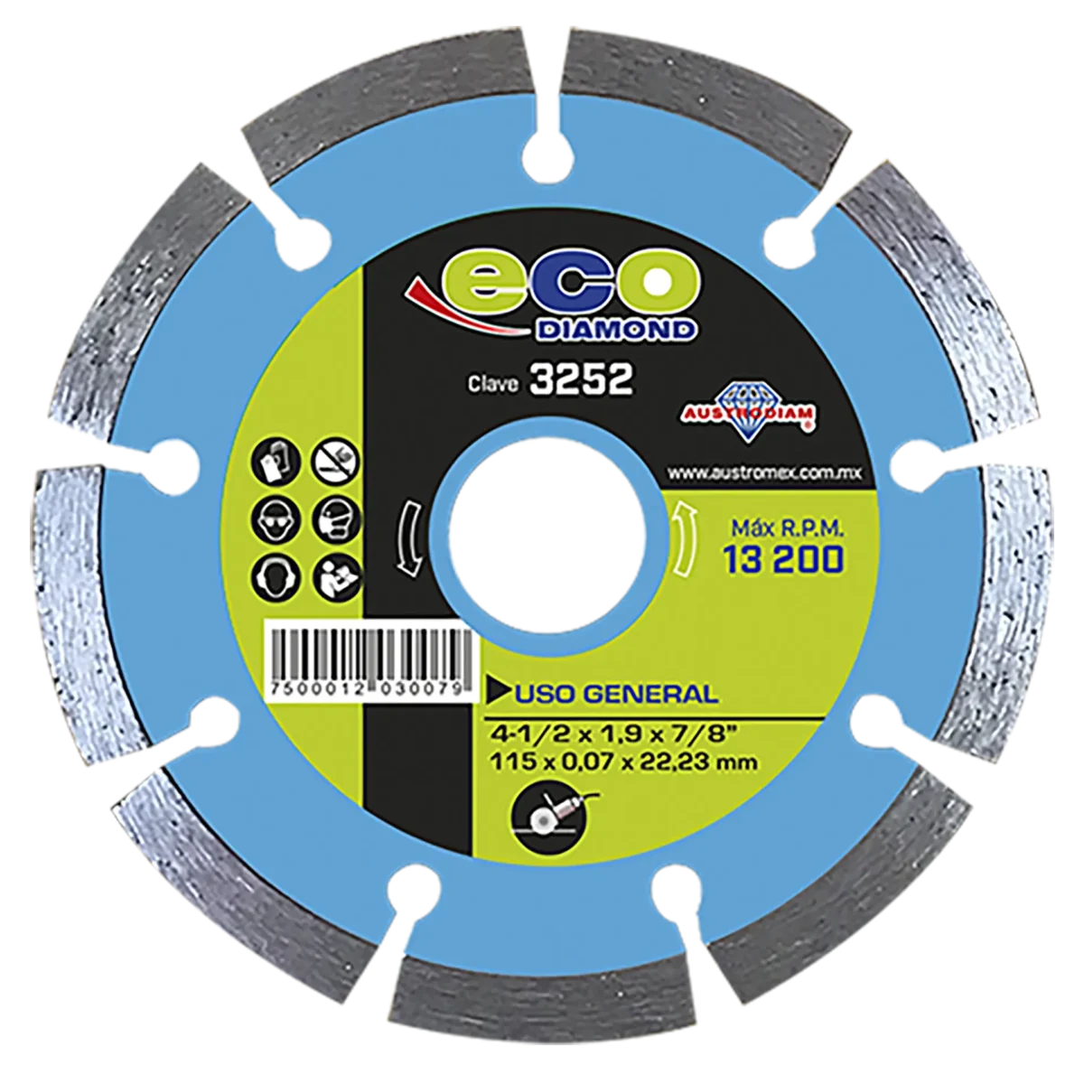 Disco para corte de materiales de construcción 4-1/2" - Clave 3252