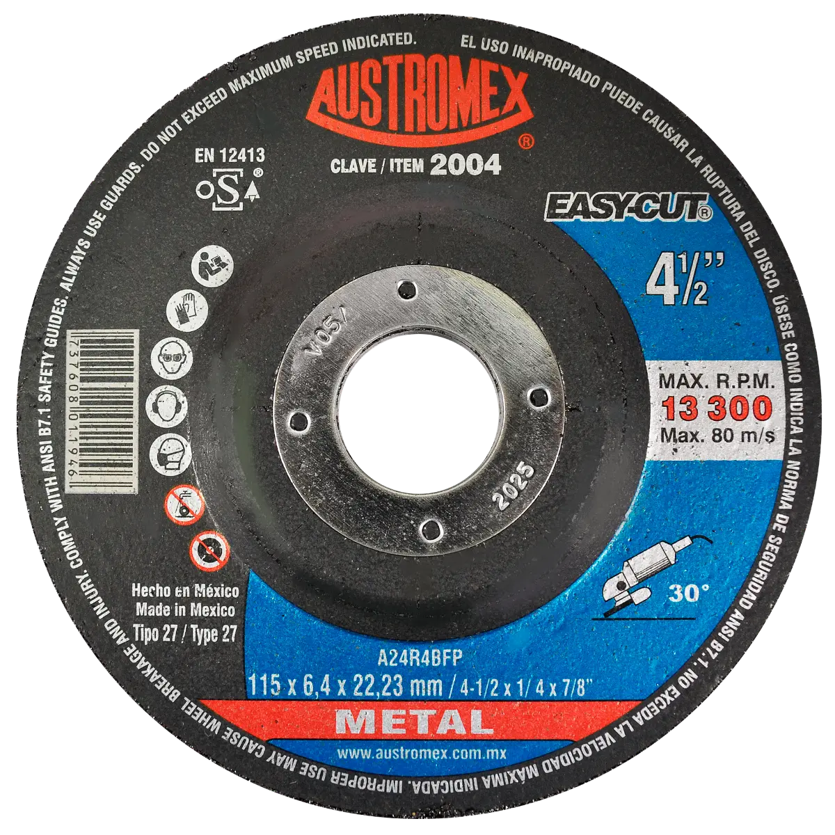 Disco para desbaste de metal 4-1/2" - Clave 2004