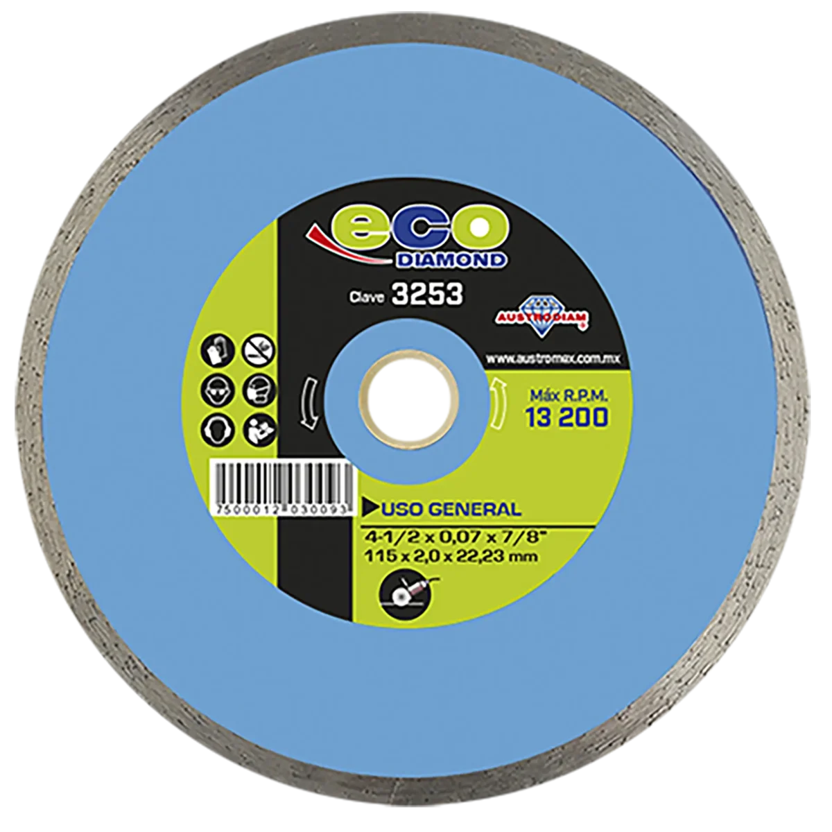 Disco para corte de materiales de construcción 4-1/2" - Clave 3253