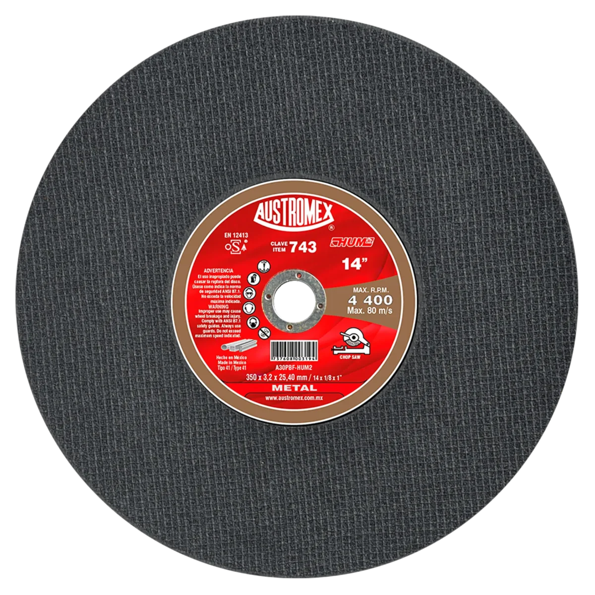 Disco para corte de materiales de metal hueco - Clave 743