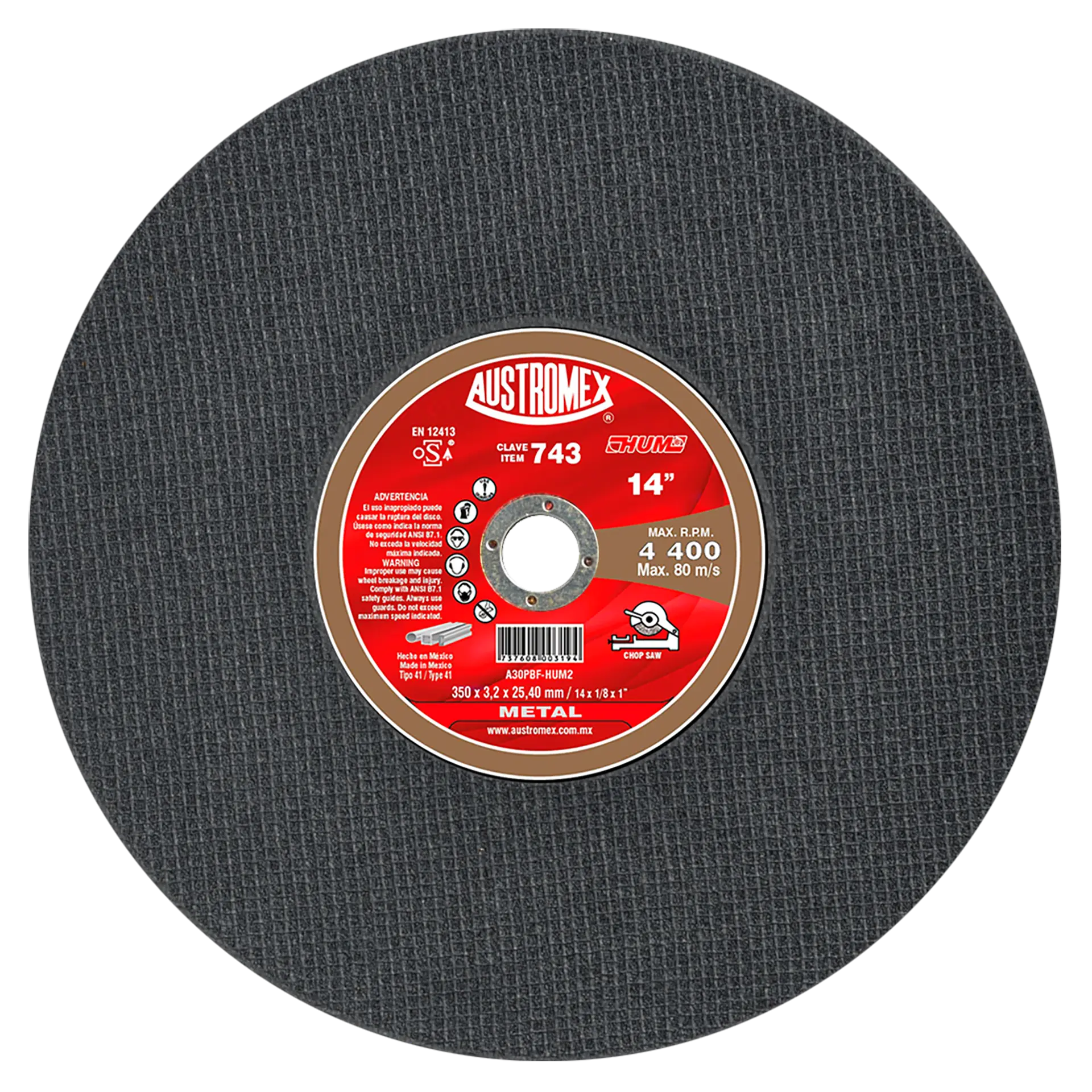 Disco para corte de materiales de metal hueco - Clave 743