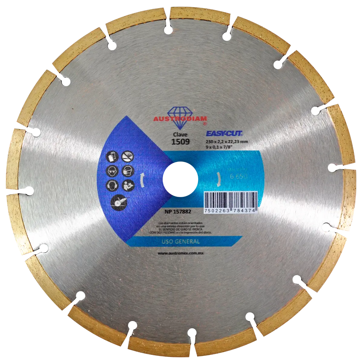 Disco para corte de materiales de construcción 9"- Clave 1509
